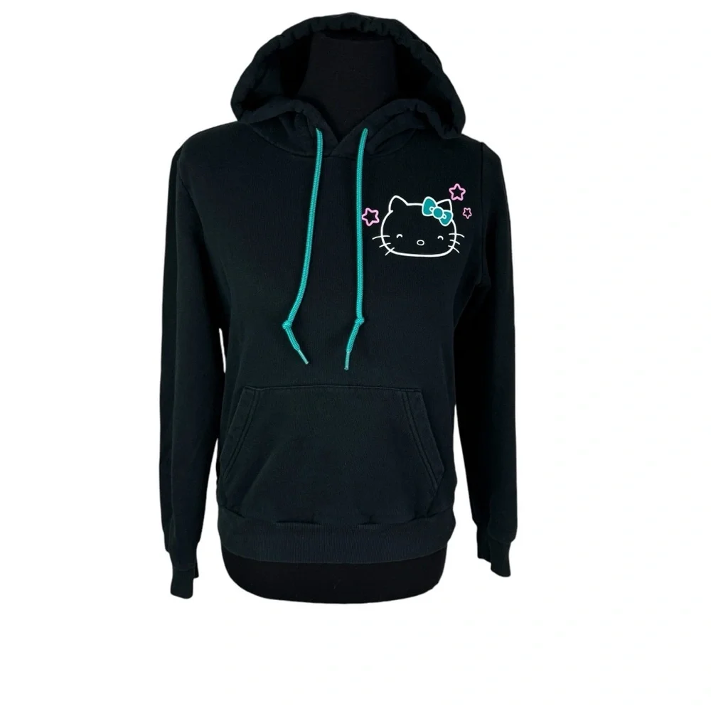 Converse X Hello Kitty Sanrio Black Pullover Drawstring Hoodie Women's Small - Picture 8 of 13